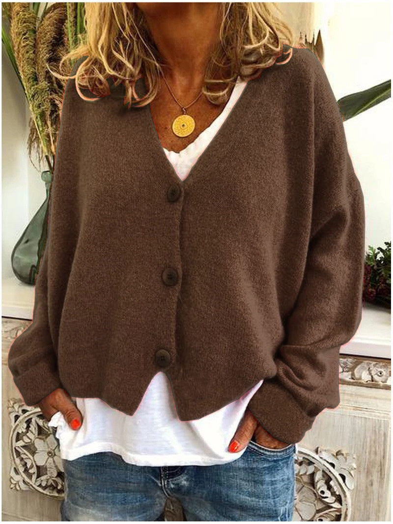 Joan | Women's Relaxed Button Cardigan – Lightweight V-Neck Knit for Office Travel and Home