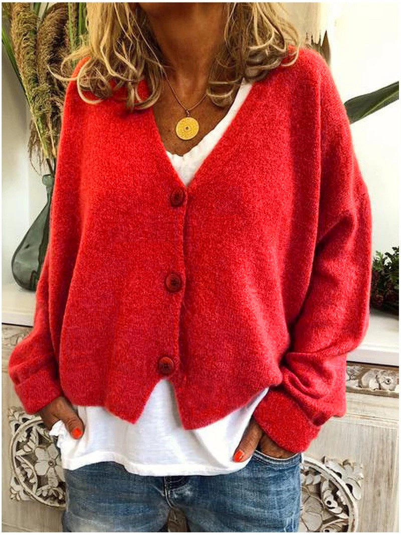 Joan | Women's Relaxed Button Cardigan – Lightweight V-Neck Knit for Office Travel and Home