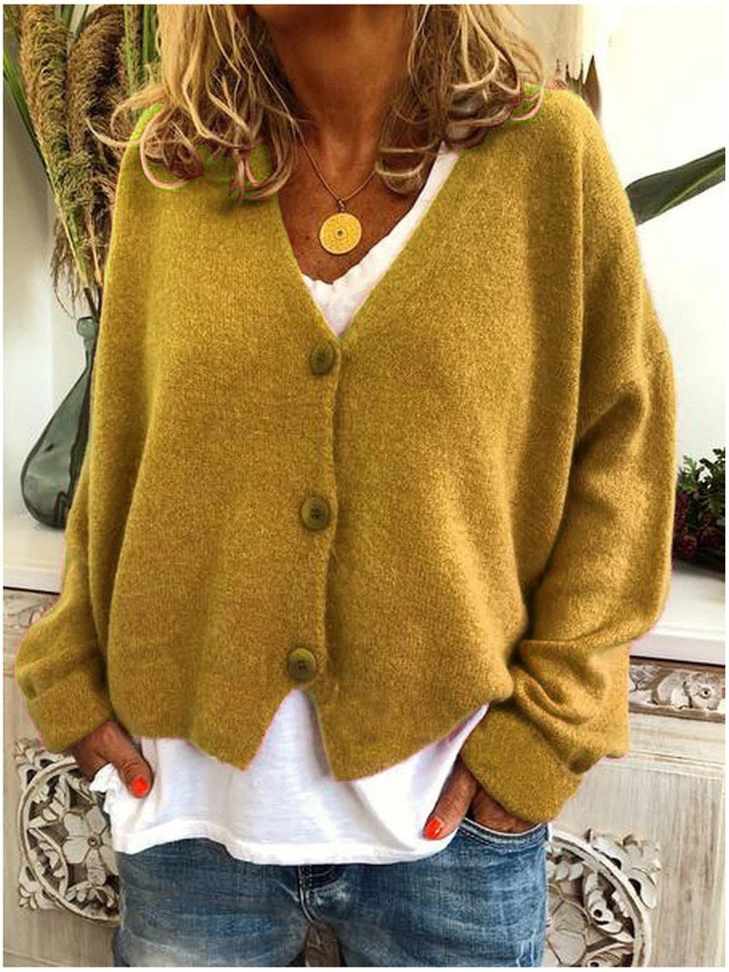 Joan | Women's Relaxed Button Cardigan – Lightweight V-Neck Knit for Office Travel and Home
