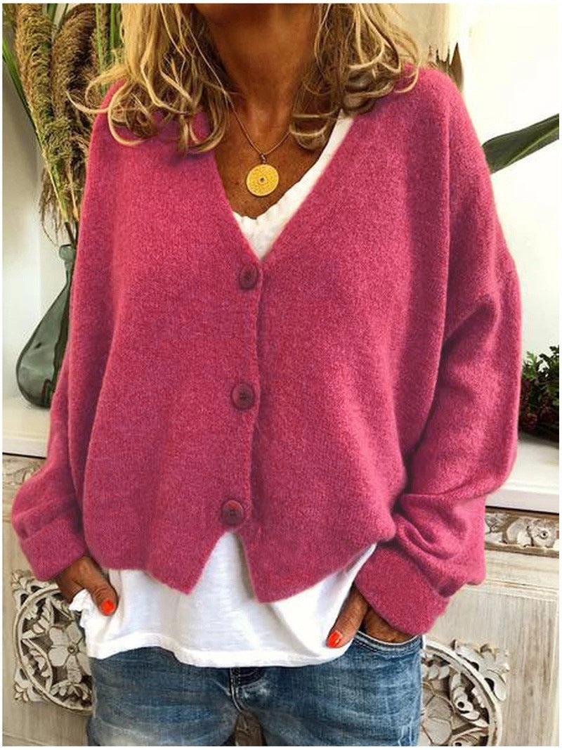 Joan | Women's Relaxed Button Cardigan – Lightweight V-Neck Knit for Office Travel and Home