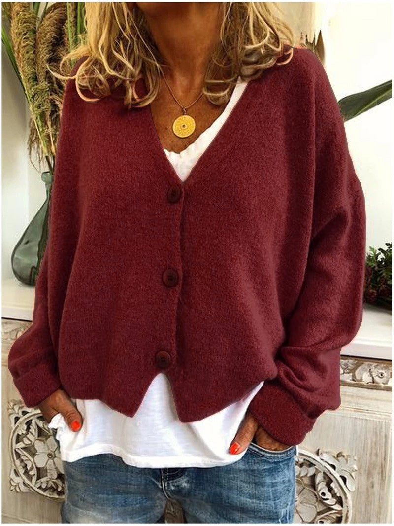 Joan | Women's Relaxed Button Cardigan – Lightweight V-Neck Knit for Office Travel and Home