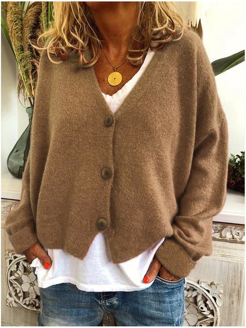 Joan | Women's Relaxed Button Cardigan – Lightweight V-Neck Knit for Office Travel and Home