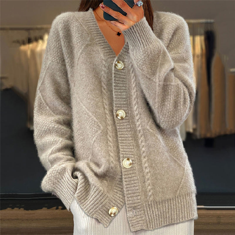 Madeline | Women's Button-Front Cable Knit Cardigan – Soft Layer for Cool-Weather Everyday Wear