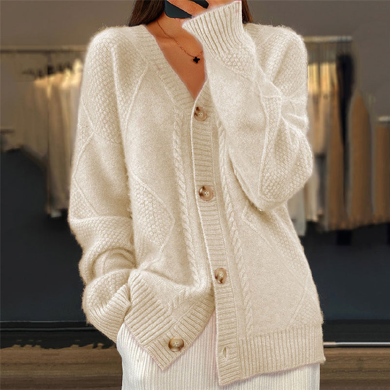 Madeline | Women's Button-Front Cable Knit Cardigan – Soft Layer for Cool-Weather Everyday Wear