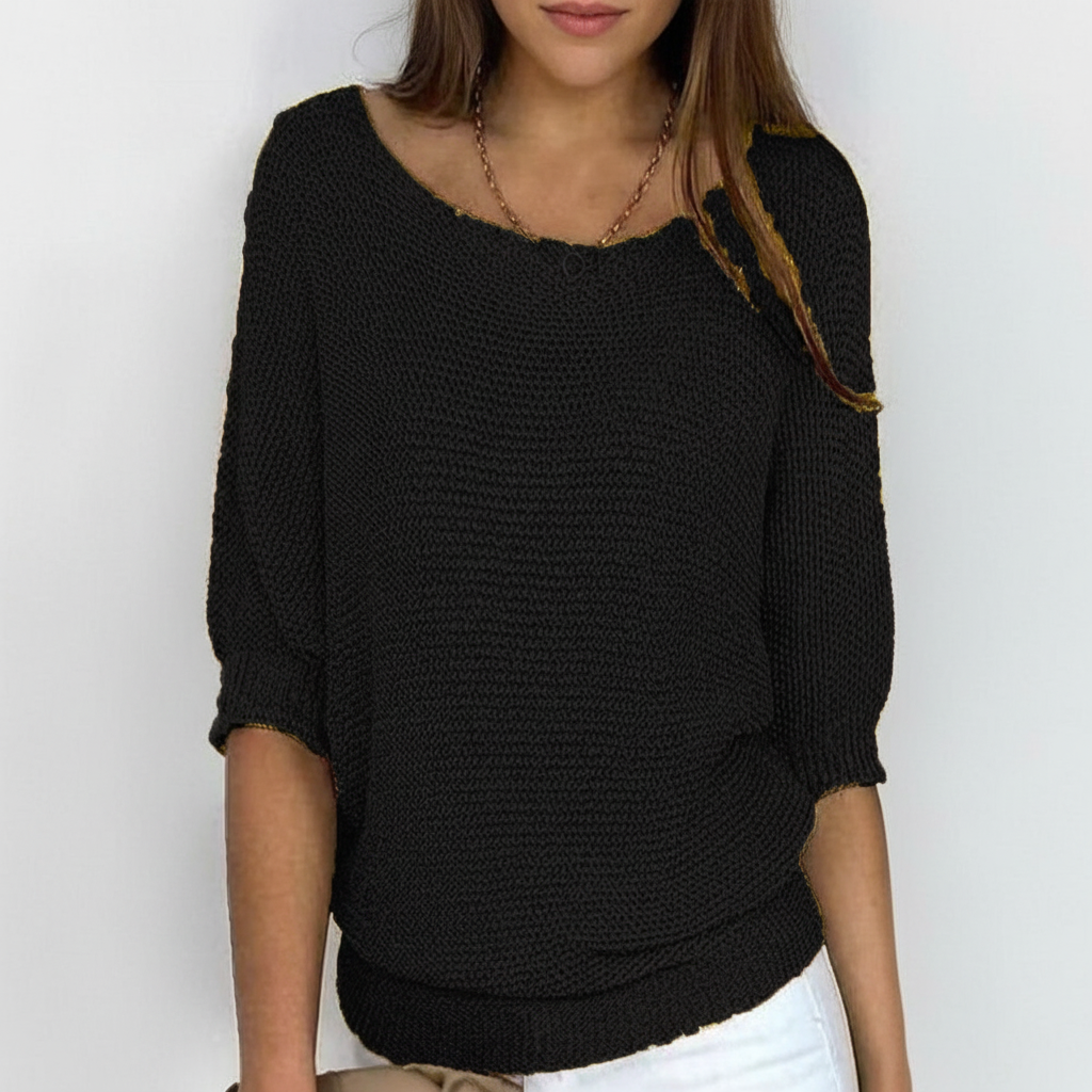 Anna | Women's Relaxed Knit Sweater with Wide Neck and Dolman Sleeves