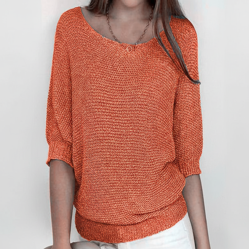 Anna | Women's Relaxed Knit Sweater with Wide Neck and Dolman Sleeves