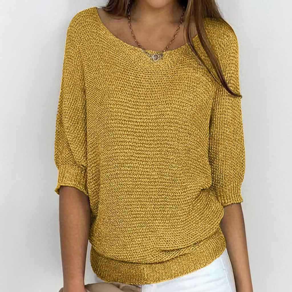 Anna | Women's Relaxed Knit Sweater with Wide Neck and Dolman Sleeves