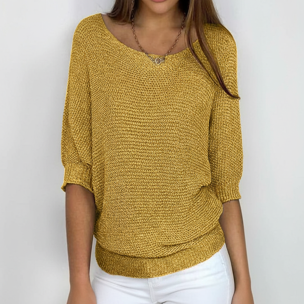 Anna | Women's Relaxed Knit Sweater with Wide Neck and Dolman Sleeves