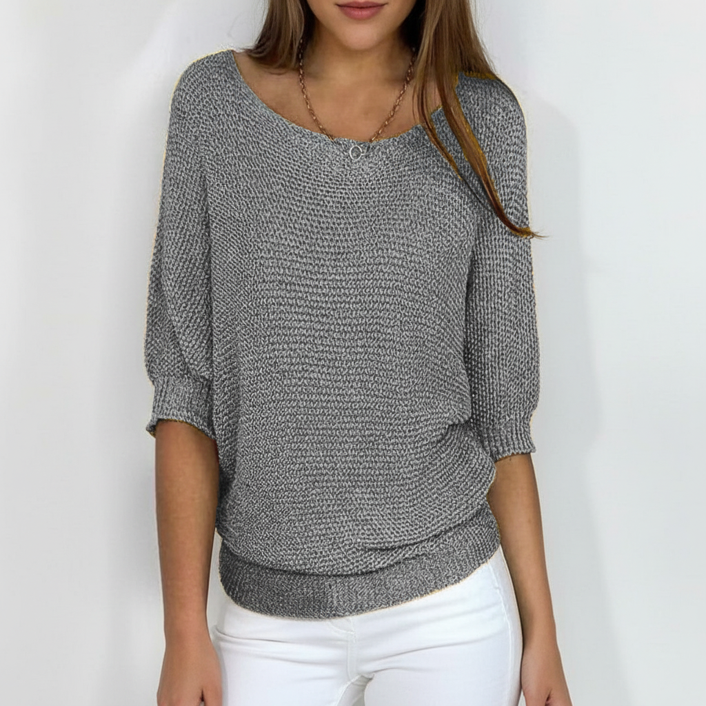 Anna | Women's Relaxed Knit Sweater with Wide Neck and Dolman Sleeves