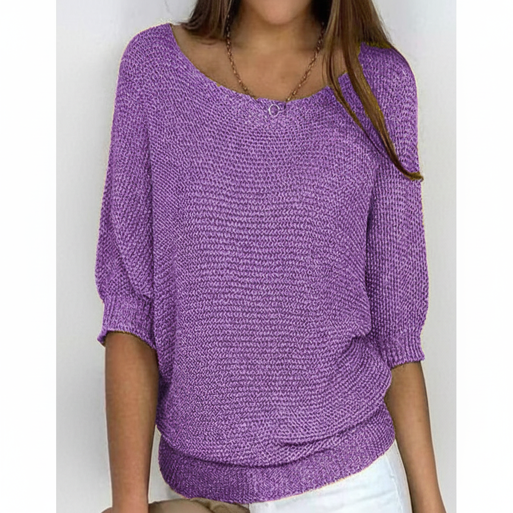 Anna | Women's Relaxed Knit Sweater with Wide Neck and Dolman Sleeves