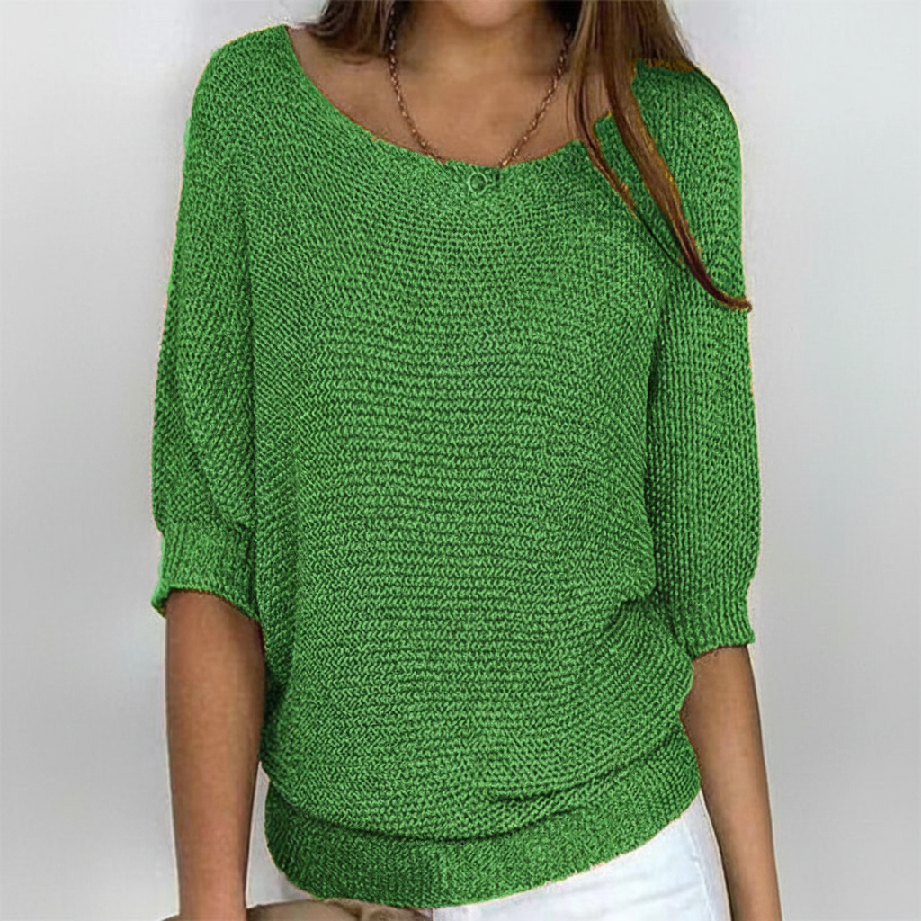 Anna | Women's Relaxed Knit Sweater with Wide Neck and Dolman Sleeves