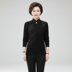 Diana | Women's High Collar Sweater with Printed Button Detail