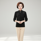 Diana | Women's High Collar Sweater with Printed Button Detail