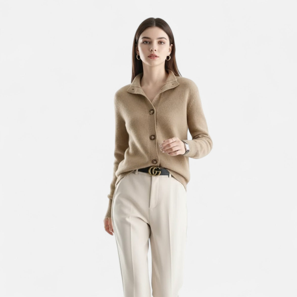 Jacqueline | Women's Knit Stand-Collar Short Coat