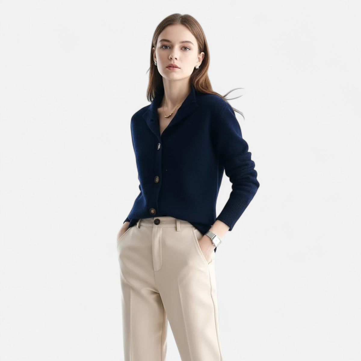 Jacqueline | Women's Knit Stand-Collar Short Coat
