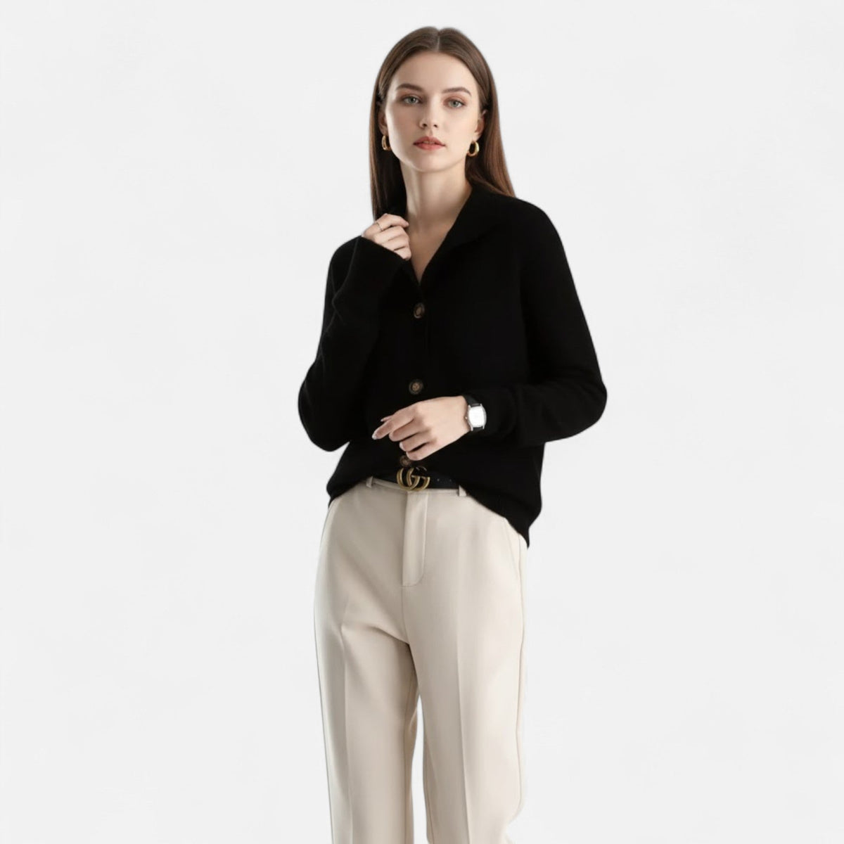 Jacqueline | Women's Knit Stand-Collar Short Coat