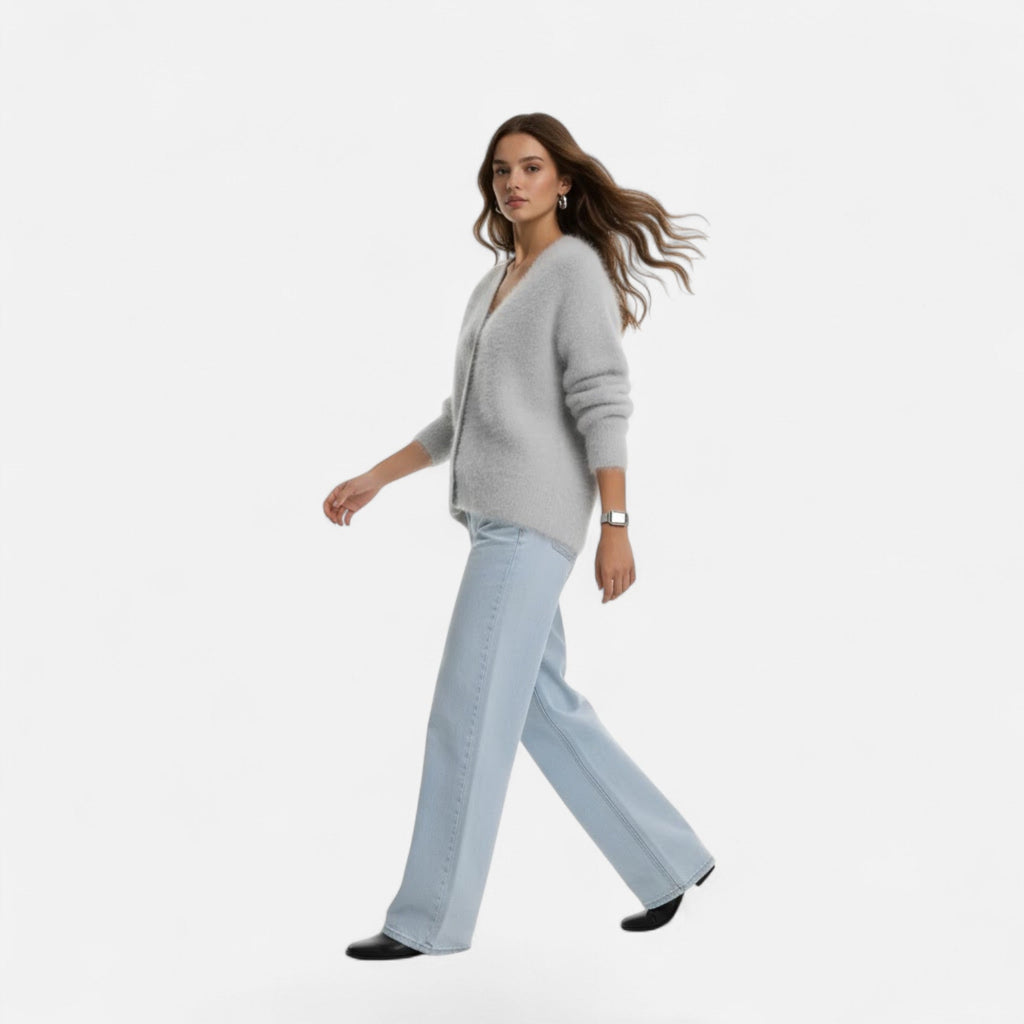 Jean | Women's Loose V-Neck Buttoned Knit Cardigan