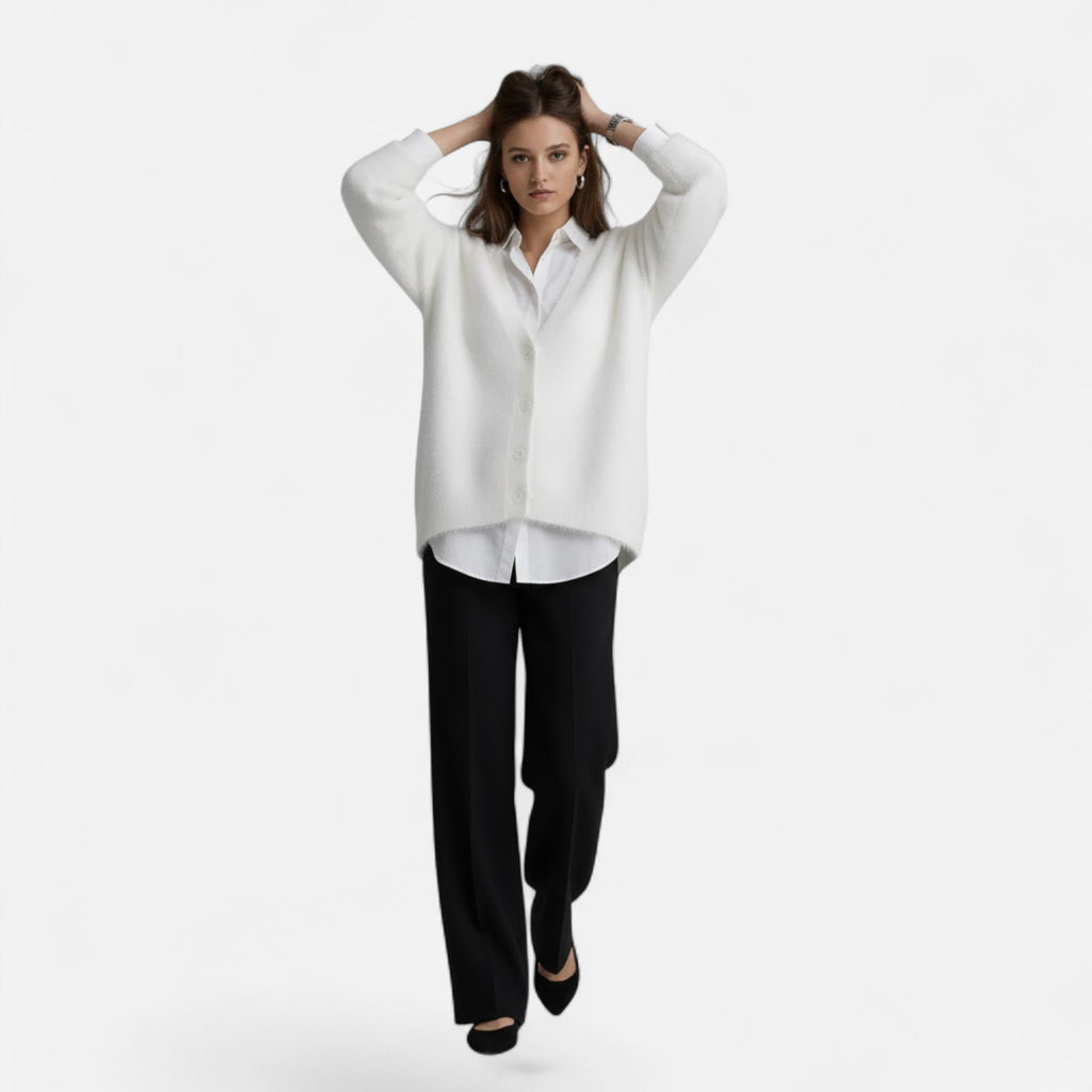Jean | Women's Loose V-Neck Buttoned Knit Cardigan