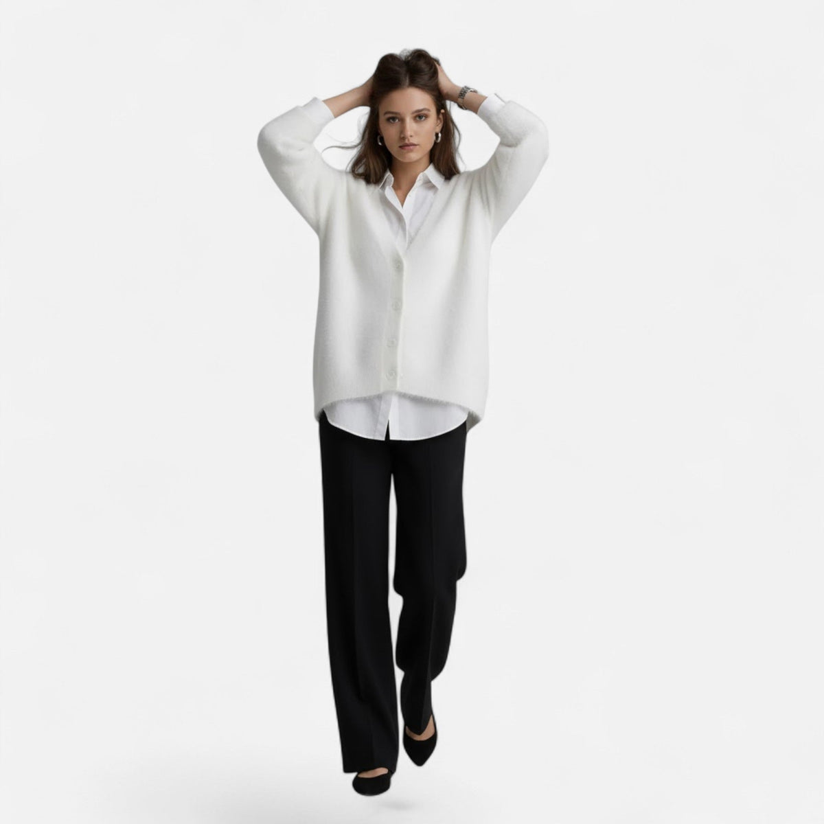 Jean | Women's Loose V-Neck Buttoned Knit Cardigan
