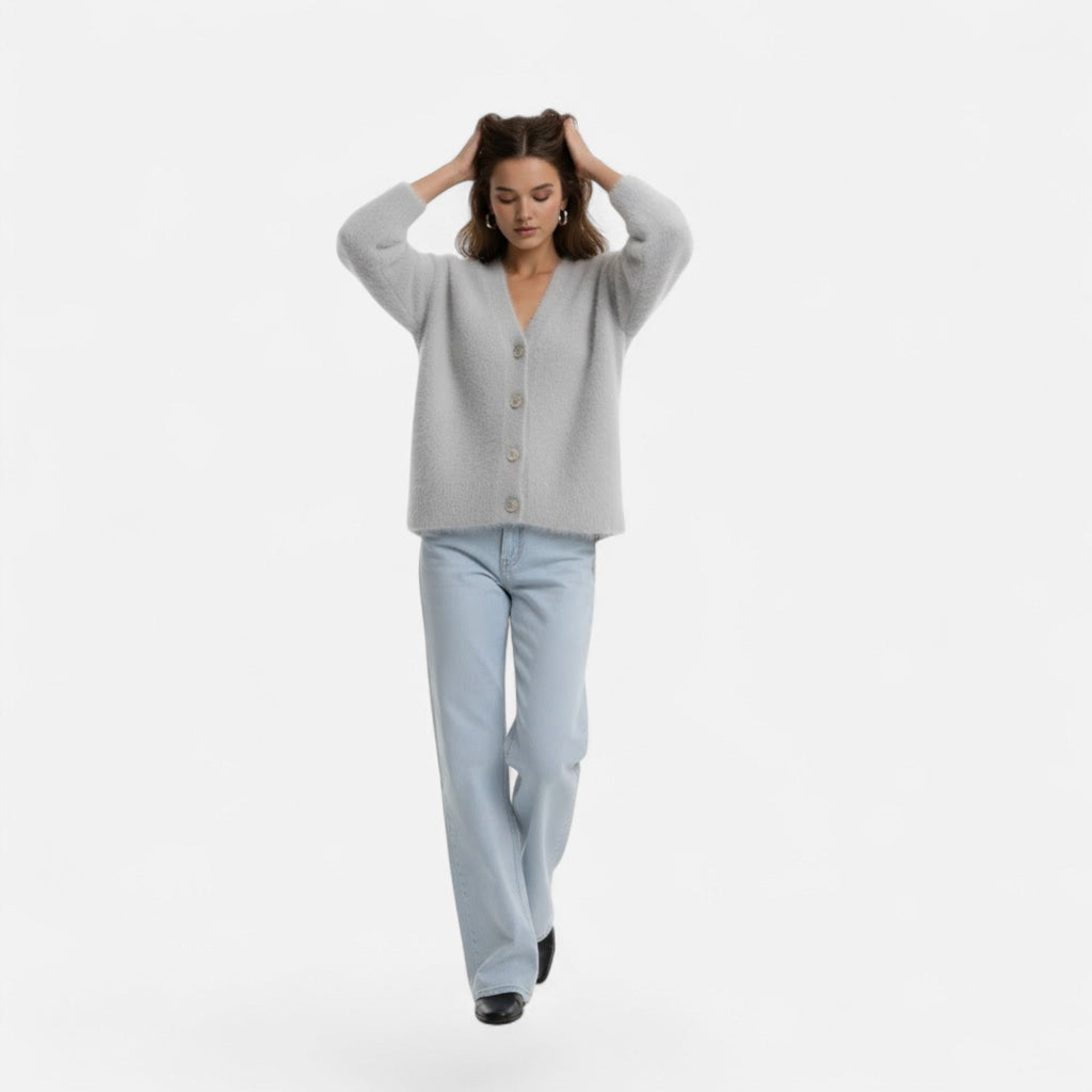 Jean | Women's Loose V-Neck Buttoned Knit Cardigan