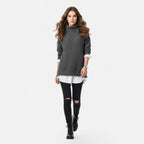 Christine | Women's Plus-Size Mock-Neck Sweater – Loose Knit Sweater