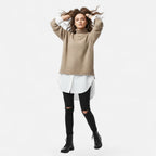 Christine | Women's Plus-Size Mock-Neck Sweater – Loose Knit Sweater
