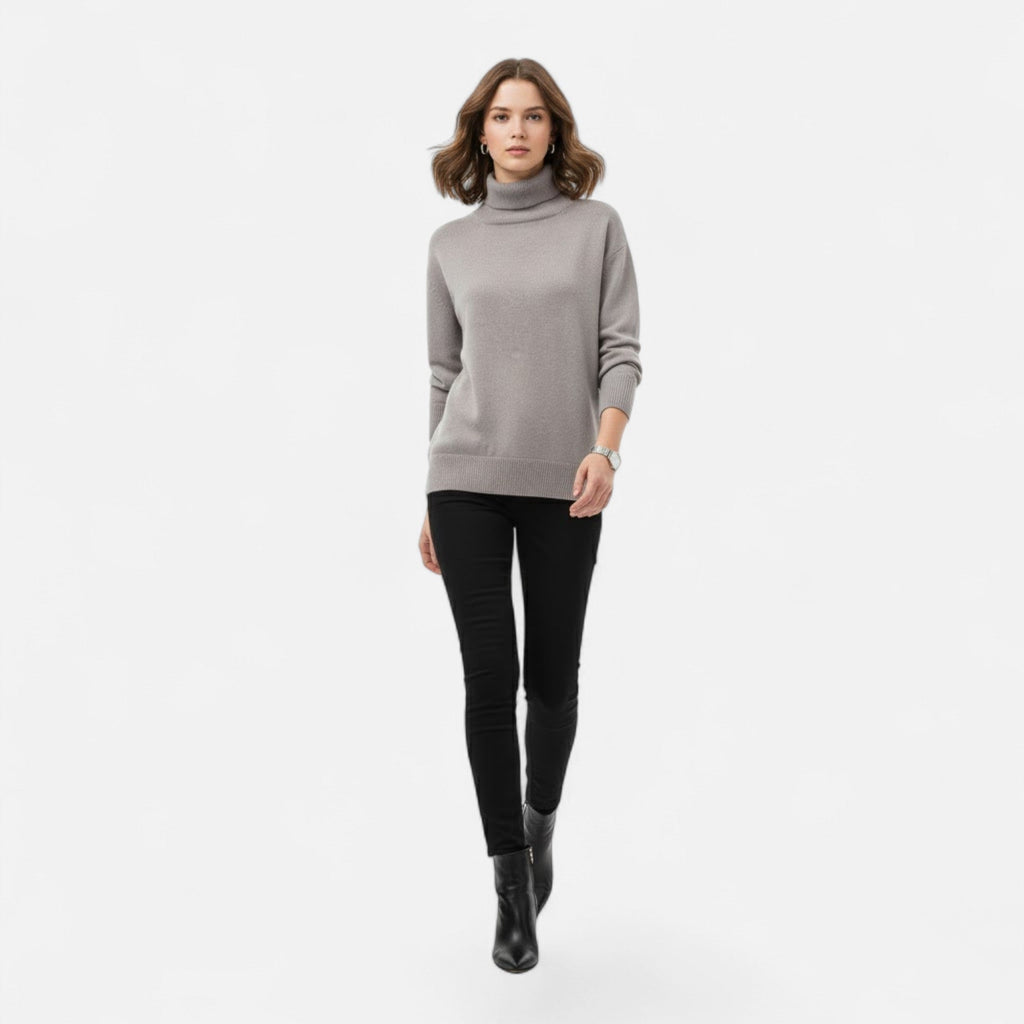 Delia | Women's Wool-Blend Turtleneck Sweater – Oversized Thick Knit