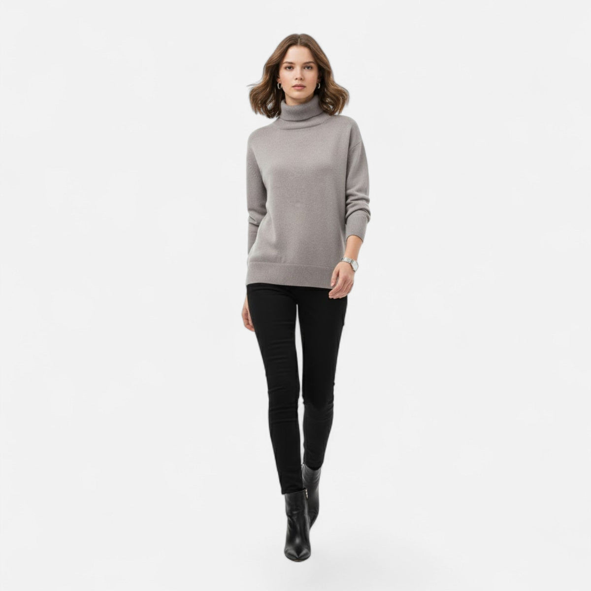 Delia | Women's Wool-Blend Turtleneck Sweater – Oversized Thick Knit