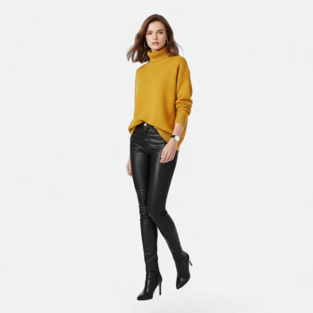 Delia | Women's Wool-Blend Turtleneck Sweater – Oversized Thick Knit