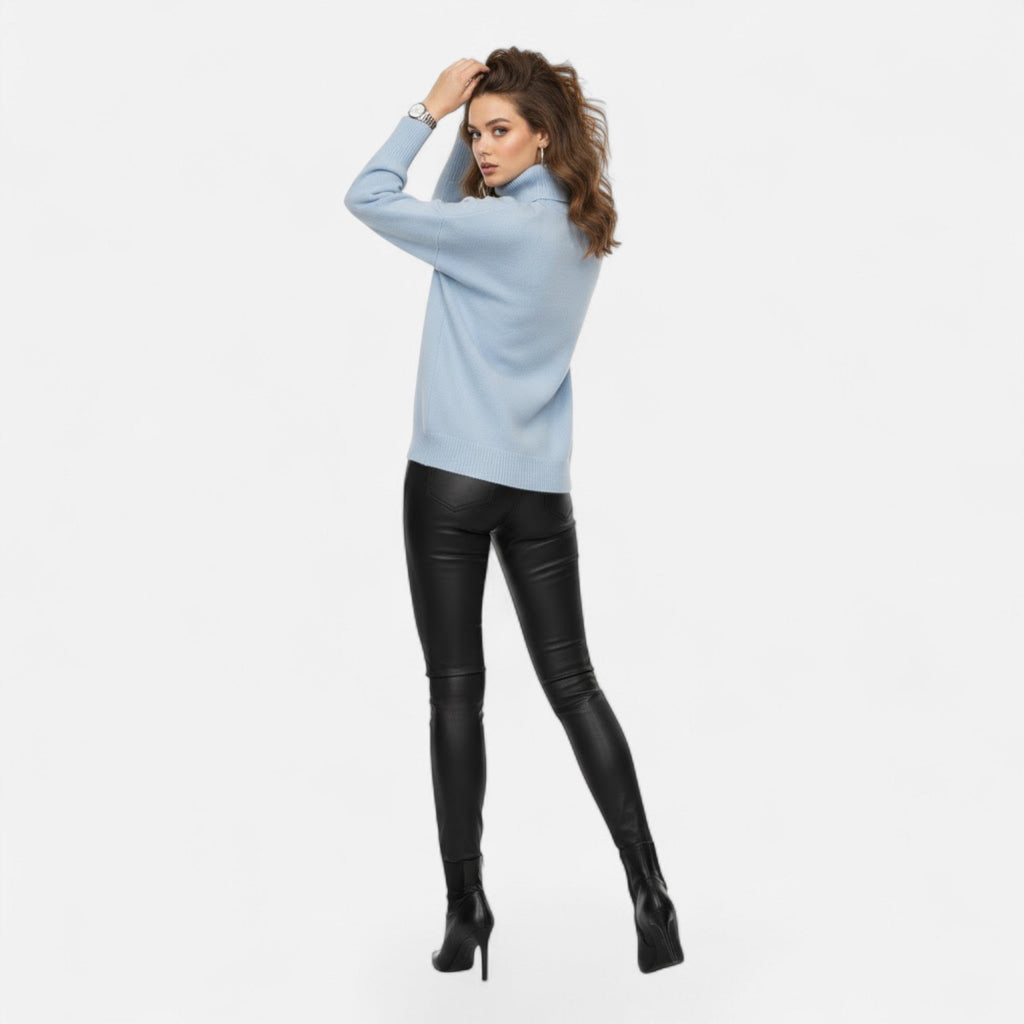 Delia | Women's Wool-Blend Turtleneck Sweater – Oversized Thick Knit