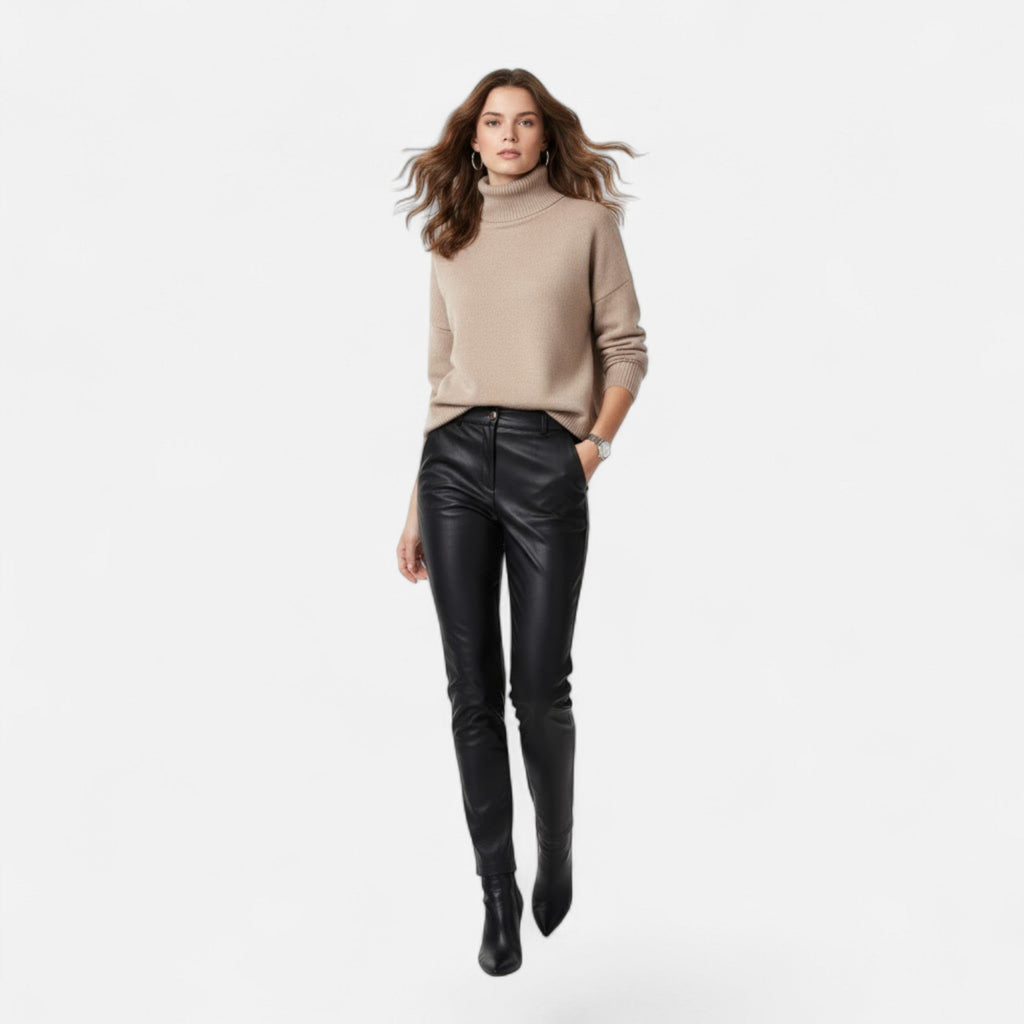 Delia | Women's Wool-Blend Turtleneck Sweater – Oversized Thick Knit