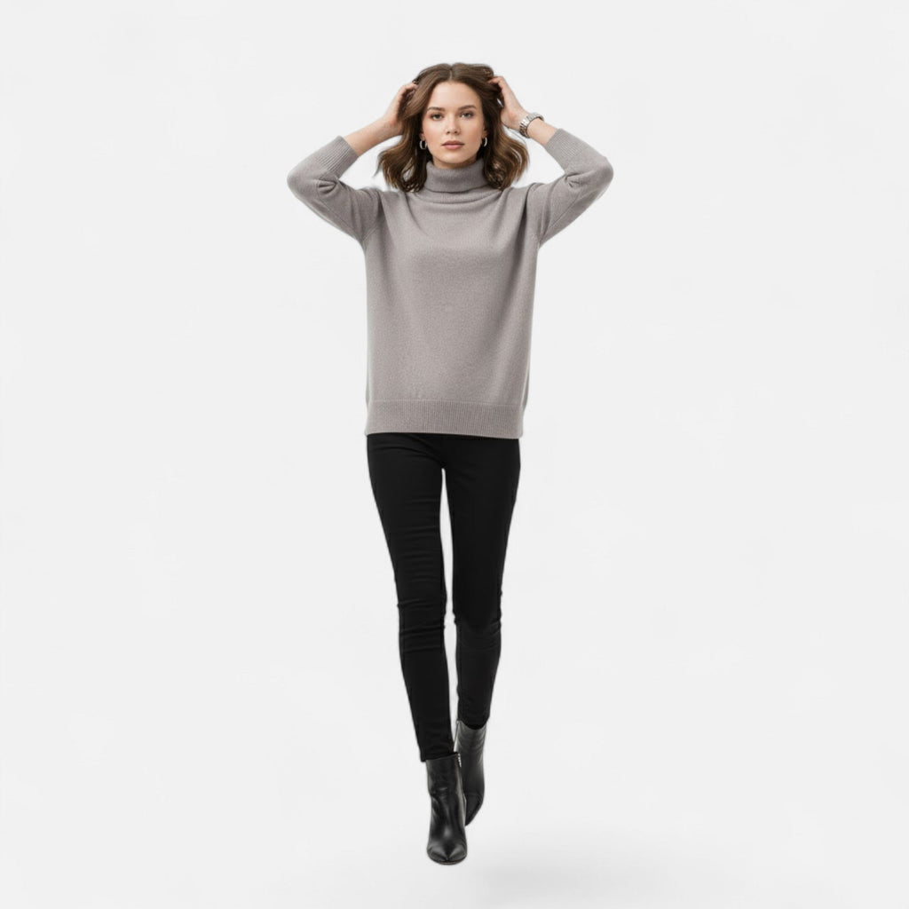 Delia | Women's Wool-Blend Turtleneck Sweater – Oversized Thick Knit