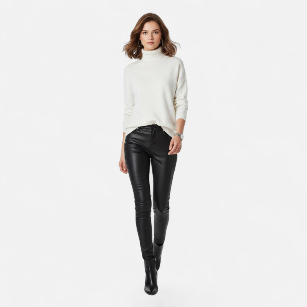 Delia | Women's Wool-Blend Turtleneck Sweater – Oversized Thick Knit
