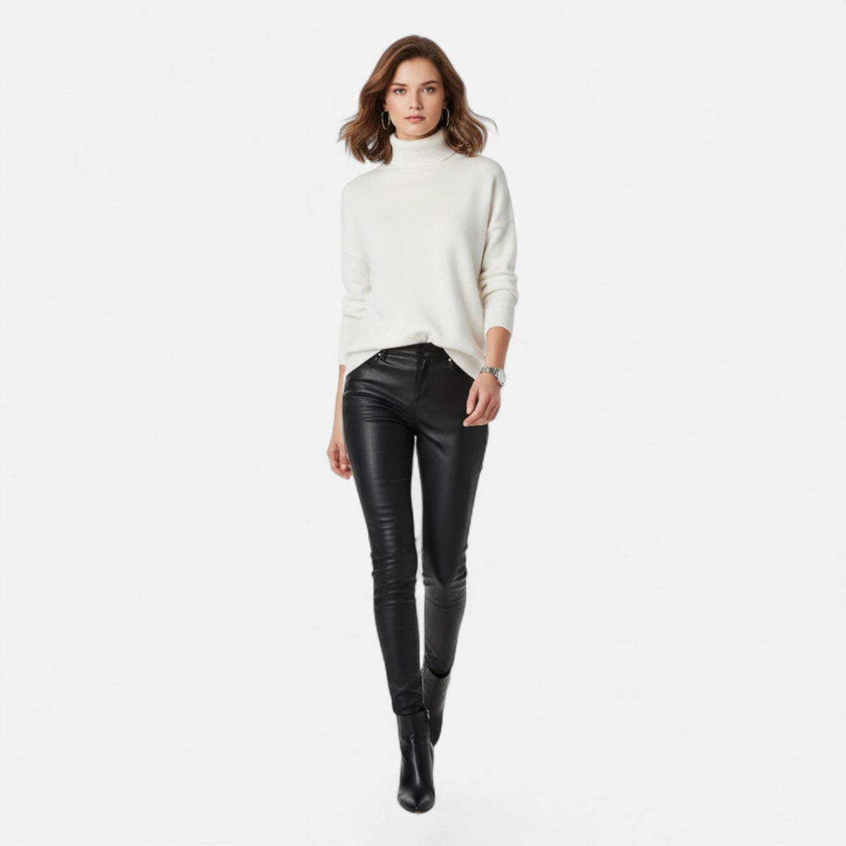Delia | Women's Wool-Blend Turtleneck Sweater – Oversized Thick Knit