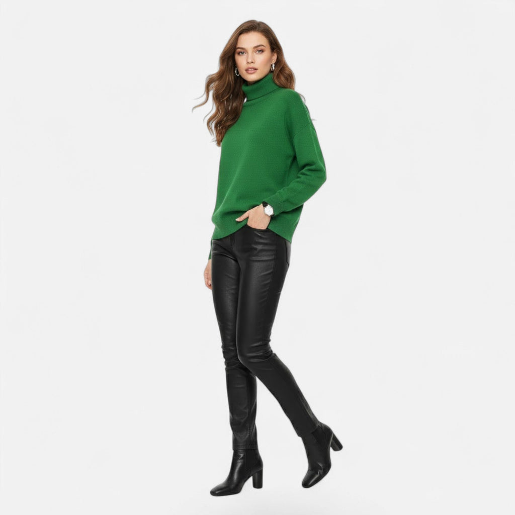 Delia | Women's Wool-Blend Turtleneck Sweater – Oversized Thick Knit