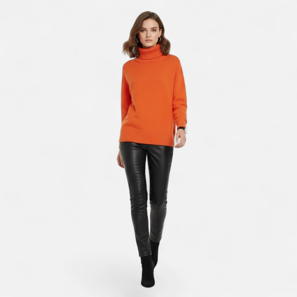 Delia | Women's Wool-Blend Turtleneck Sweater – Oversized Thick Knit