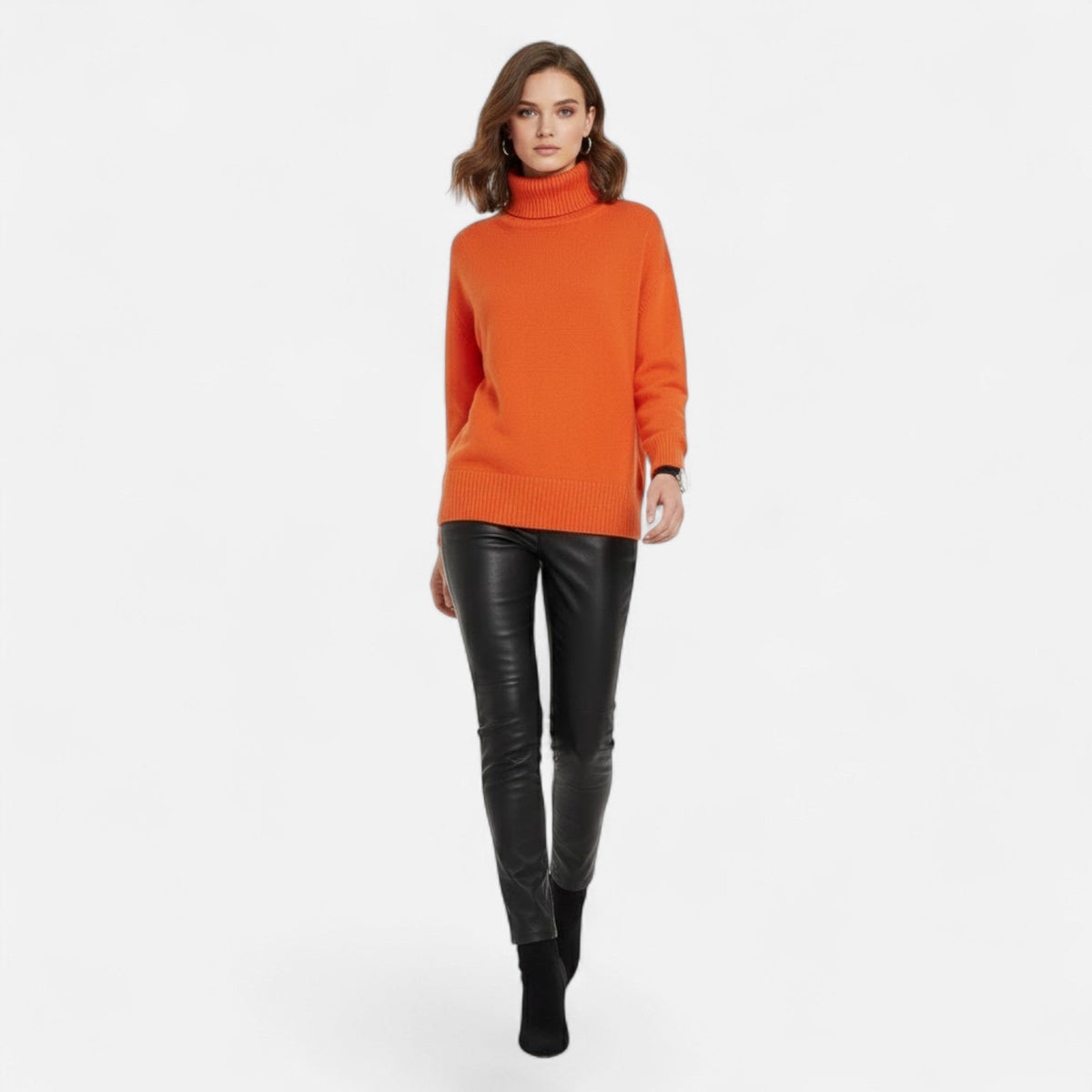Delia | Women's Wool-Blend Turtleneck Sweater – Oversized Thick Knit