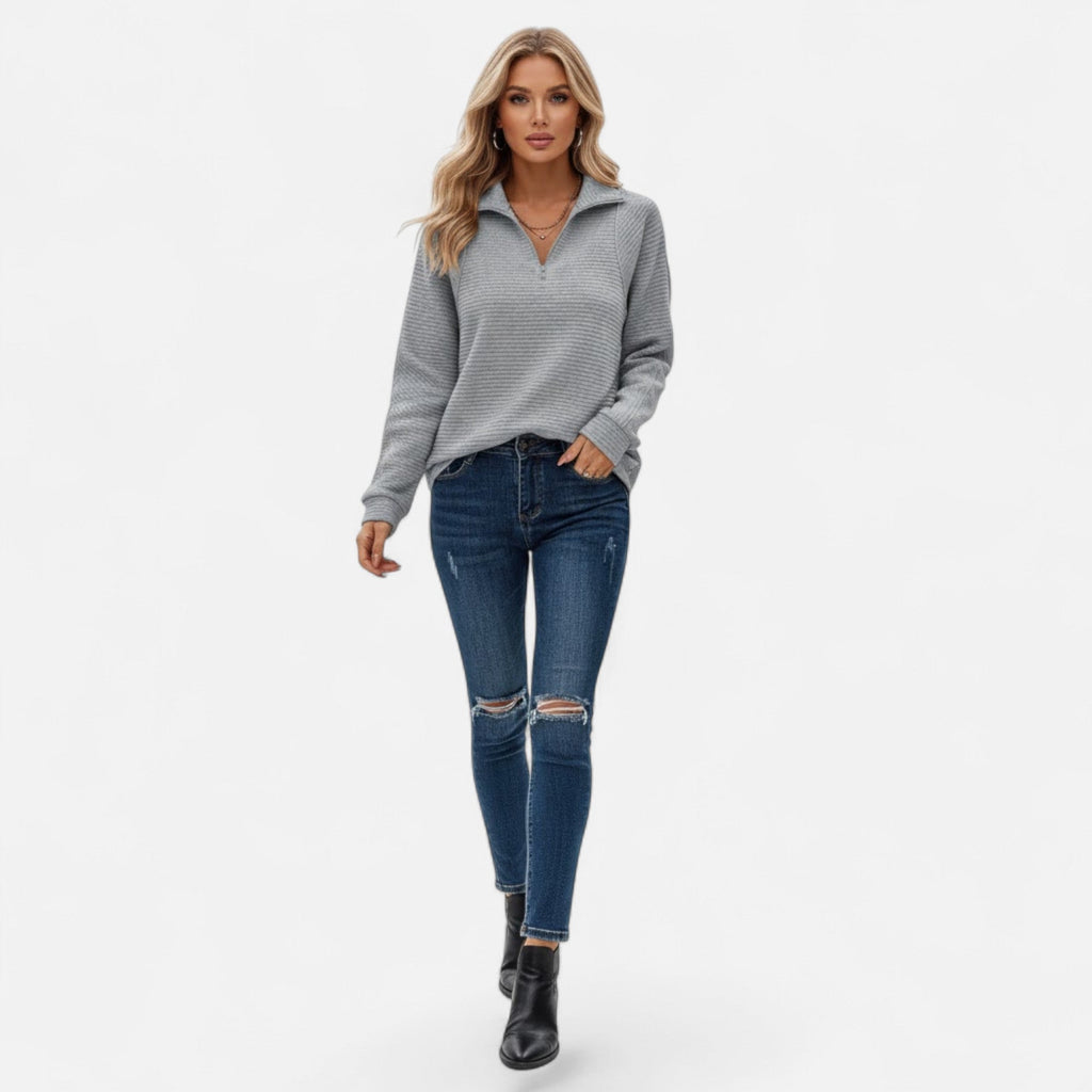 Audrey | Women's Zipper Stand-Collar Knit Sweaters