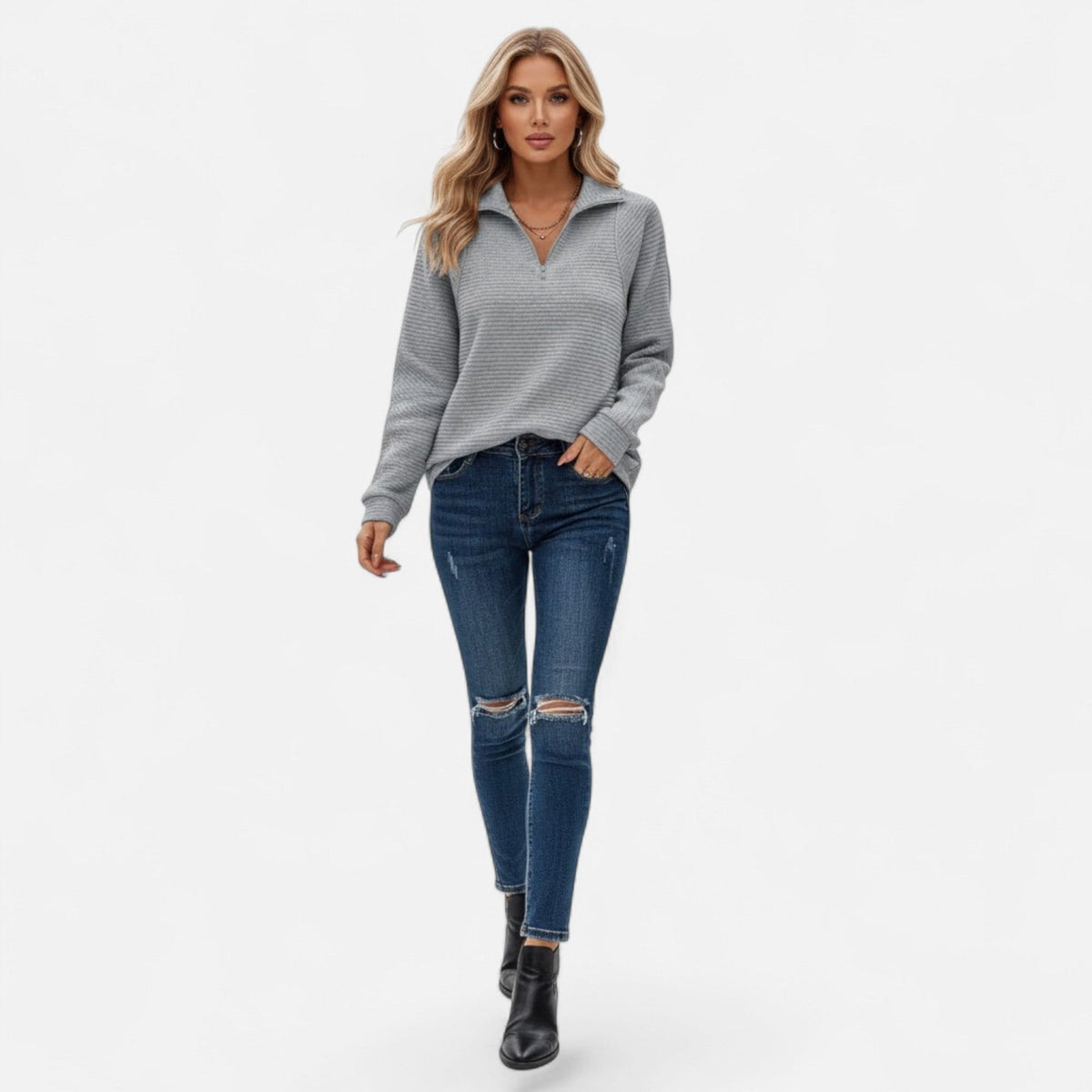 Audrey | Women's Zipper Stand-Collar Knit Sweaters