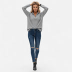 Audrey | Women's Zipper Stand-Collar Knit Sweaters