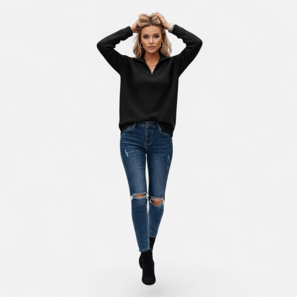 Audrey | Women's Zipper Stand-Collar Knit Sweaters