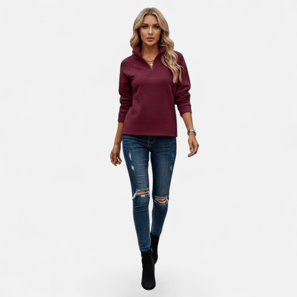 Audrey | Women's Zipper Stand-Collar Knit Sweaters