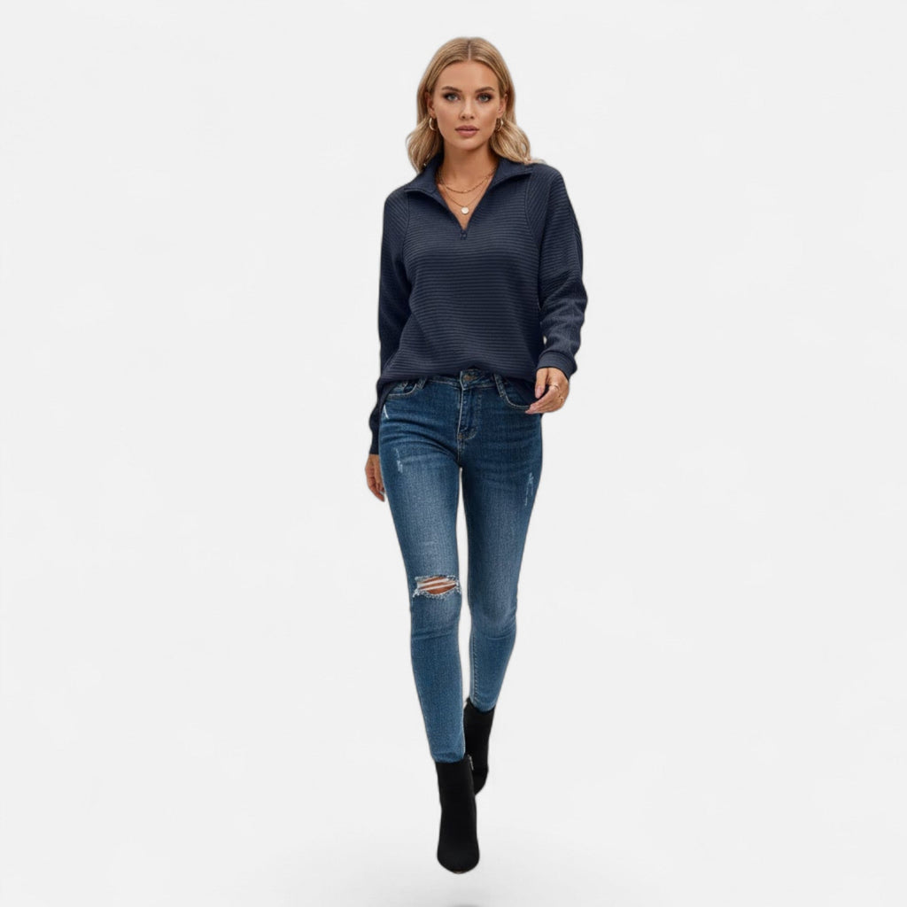 Audrey | Women's Zipper Stand-Collar Knit Sweaters