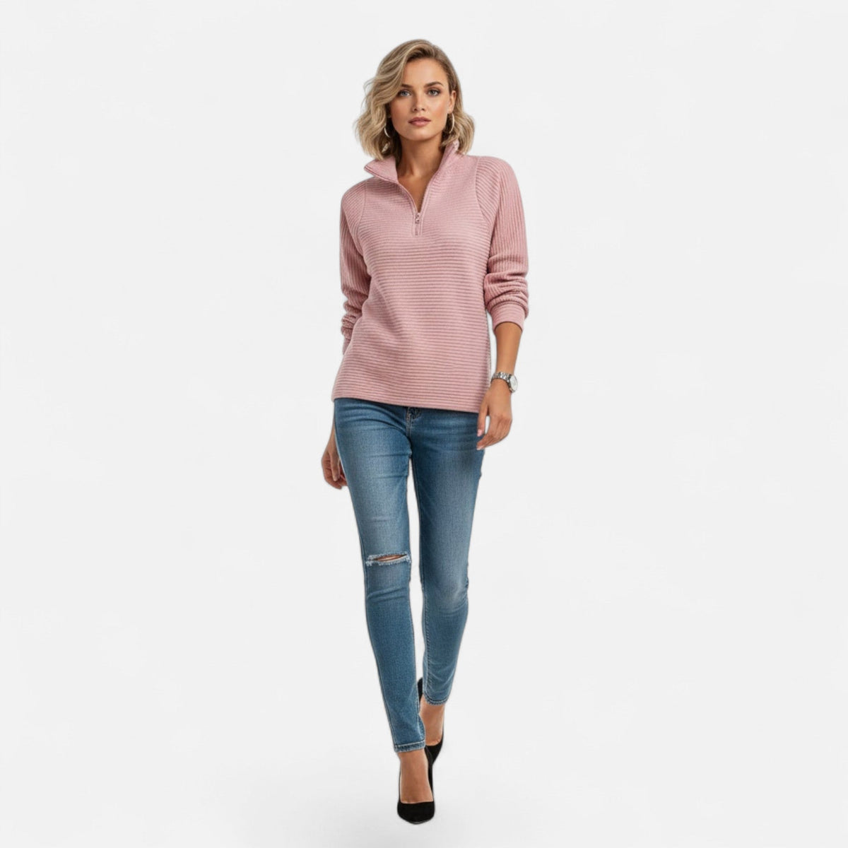 Audrey | Women's Zipper Stand-Collar Knit Sweaters