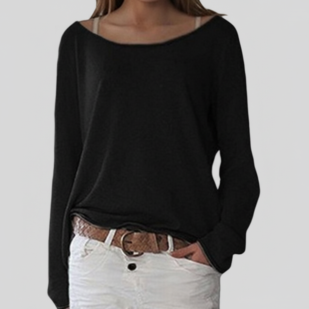 Ursula | Women's Lightweight Boat Neck Sweater with Relaxed Draped Fit