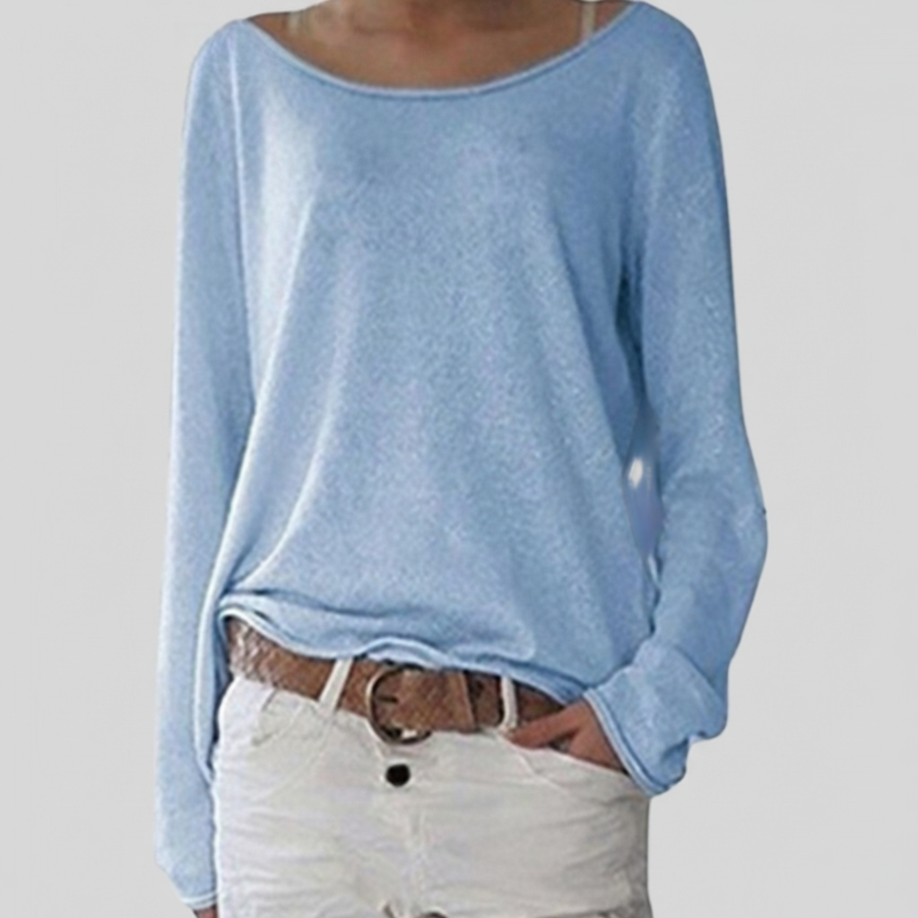 Ursula | Women's Lightweight Boat Neck Sweater with Relaxed Draped Fit