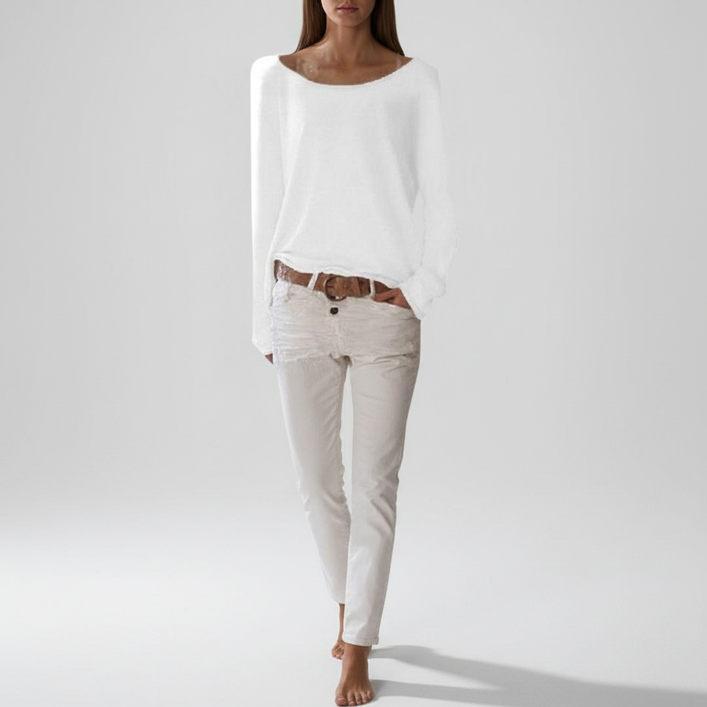 Ursula | Women's Lightweight Boat Neck Sweater with Relaxed Draped Fit