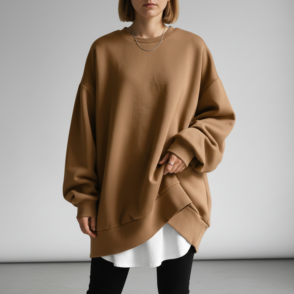 Cassandra | Women's Oversized Crew Neck Sweatshirt with Dropped Shoulders
