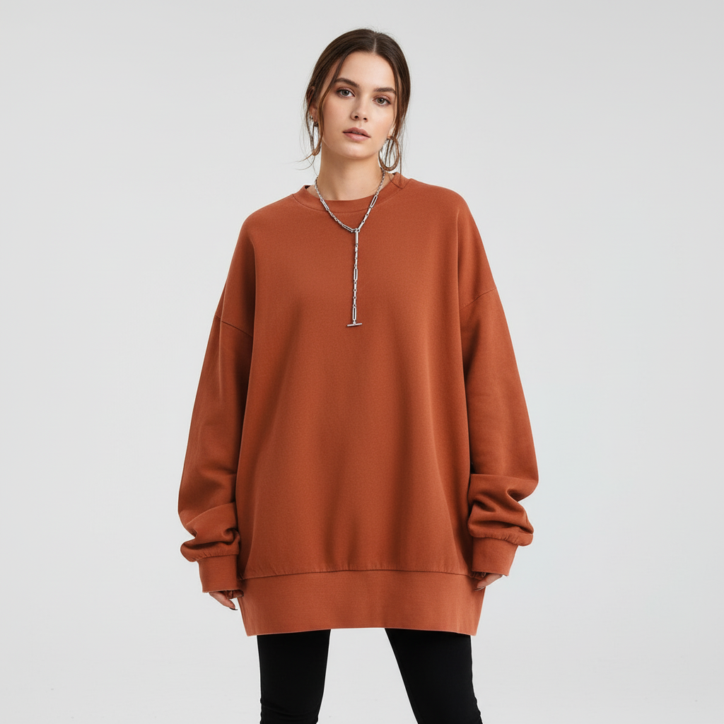 Cassandra | Women's Oversized Crew Neck Sweatshirt with Dropped Shoulders
