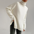 Marie | Women's Turtleneck Sweater Relaxed Fit Side Split Knit Top